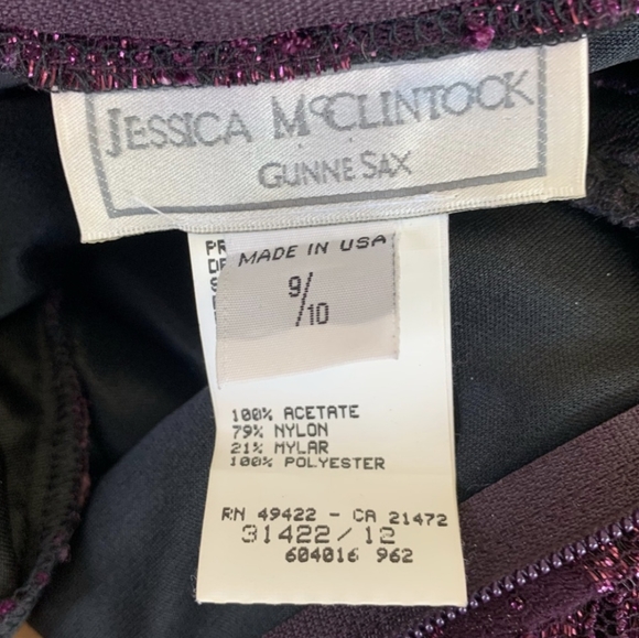 Vintage 90s Jessica McClintock Purple Lace Taffeta Gown Dress Prom Formal S M - Picture 10 of 14
